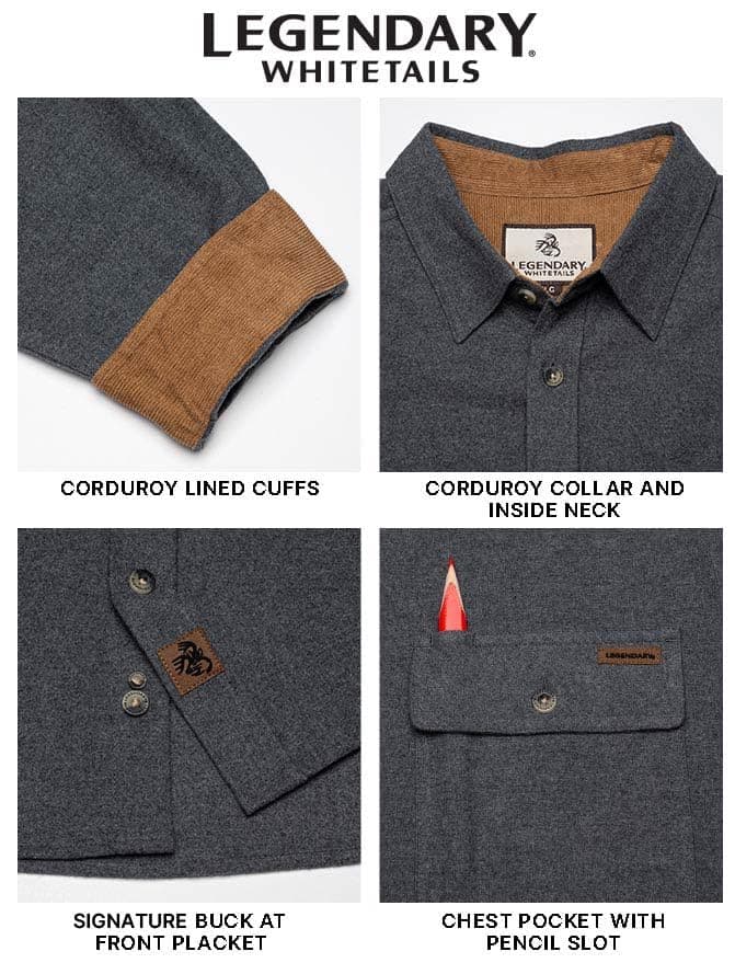 Legendary Whitetails Men's Flannel Shirt Long Sleeve Button Down 100% Cotton