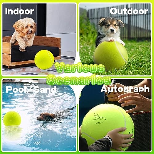 Giant 9.5" Dog Tennis Ball Large Pet Toys Funny Outdoor Sports Ball with Inflating Needles for Small Medium Large Dog