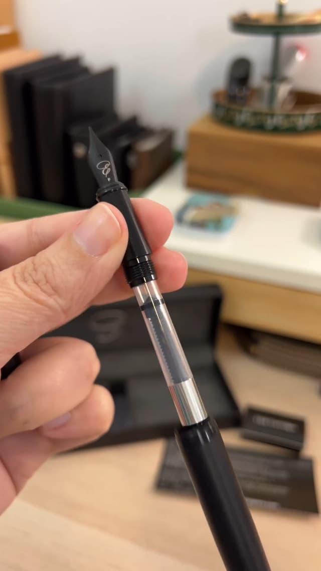 Ellington Pens Luxury Fountain Pen Set- Fountain Pens for Writing - Smooth Nib - Includes Refillable Ink Converter, 3 Ink Cartridges [Black & Blue] (Fine, The Stealth)