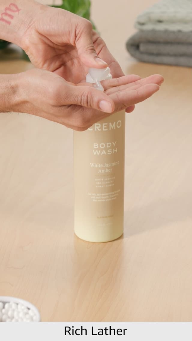 Cremo White Jasmine Amber Skin Moisturizing Body Wash for Women, Notes of White Jasmine, Red Currant, and Sweet Amber, 16 Fl Oz