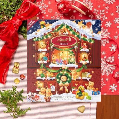 Lindt Holiday Teddy Bear Advent Calendar Assorted Chocolate Candy, 4.5 oz.