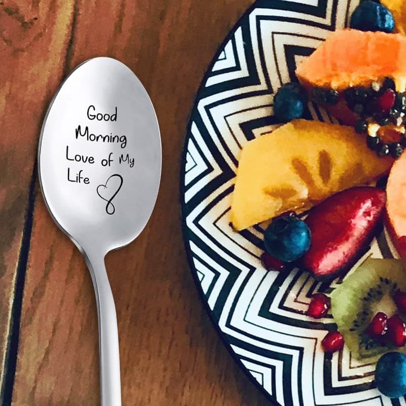 Husband Boyfriend Anniversary Birthday Gifts Wife Girlfriend Good Morning Love of My Life Coffee Tea Ice Cream Spoon for Him Her Valentines Day Gifts for BF GF Teaspoons Tablespoon