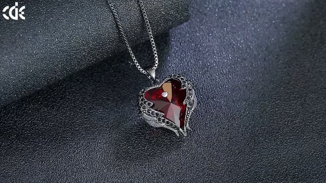 CDE Christmas Gifts for Women Angel Wings Necklace for Women with Birthstone, Love Heart Silver Tone/Gold Tone Pendant, Ideal Anniversary or Birthday Jewelry Gifts for Wife Girlfriend Her