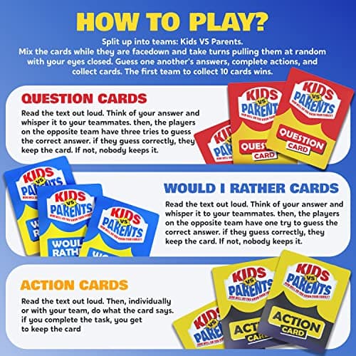 Kids VS Parents – A Hilarious Family Game with Conversation Starters & Fun Challenges – Card Game for Kids, Teens & Adults | Perfect for Game Night, Travel, or Gifts
