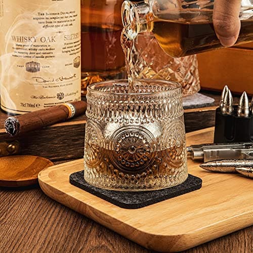 Whiskey Glass, 9 Oz No-lead Crystal Rotating Japanese Whisky Tumbler, gift box for Scotch,Bourbon,Vodka,whiskey etc, for Parties, Bars, Restaurants and Families etc