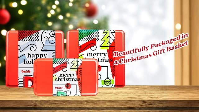 David's Cookies Merry Christmas Assorted Cookies in Sweet Sampler Tin – Fresh Baked Delicious Crunchy Cookies, Gourmet Cookie Gift Box For Friends, Family – Christmas Treats For Holiday Gatherings