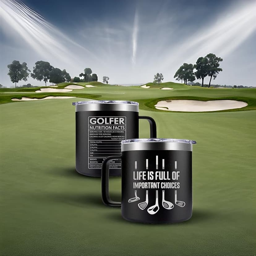 Fufendio Golf Gifts for Men, Women - Unique Mens Golf Gift for Christmas, Birthday - Cool Gifts for Golfers, Dad, Grandpa - Life Is Full of Important Choices, 14oz Golfer Coffee Mug