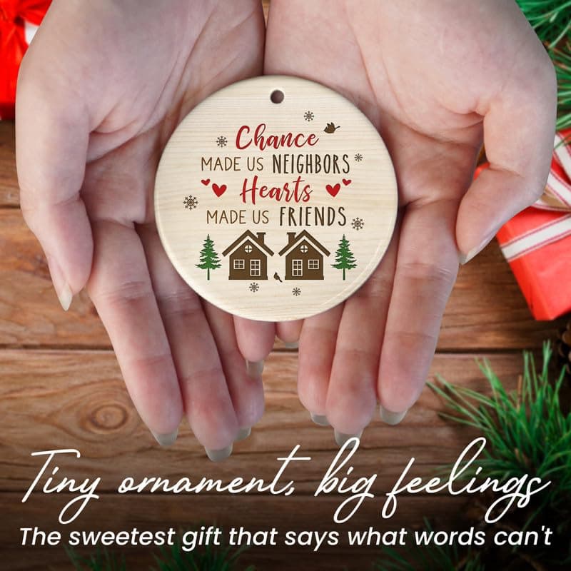 Christmas Thank You Gifts for Neighbors - Ceramic Christmas Ornaments 2025 for Tree Decorations - Funny Gifts for Neighbors Friends BFF Bestie Friendship Women Men, Neighbor Ornaments