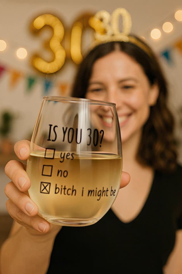 Gelid 30th Birthday Gifts for Women and Men Wine Glass - Funny Is You 30 Gift Idea for Husband Wife Boyfriend Girlfriend – Thirty Year Old Party Supplies Decorations for Best Friend Him Her - 15 oz