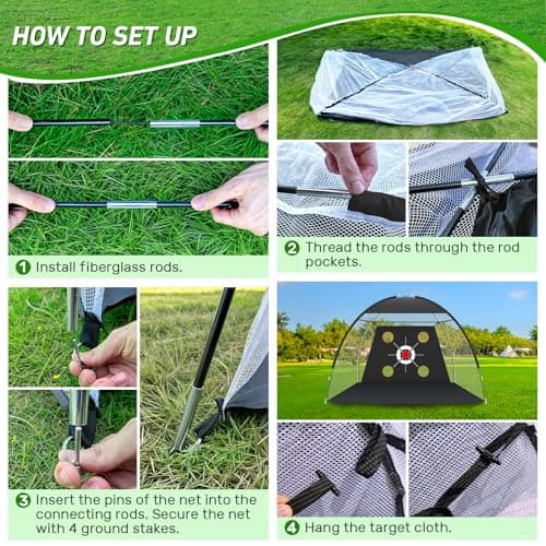 Zensouds Golf Net, 10x7FT with Golf Practice Mat, Hitting Aid Nets for Backyard Driving Chipping Training Swing with Target Outdoor or Indoor– Gifts for Men/Dad/Him