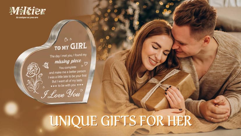 Gifts for Girlfriend, Girlfriend Birthday Gifts Ideas, To My Girl Heart Shaped Acrylic Block, I Love You Presents for Her, Valentines Day Christmas Idea for Her GF Wife
