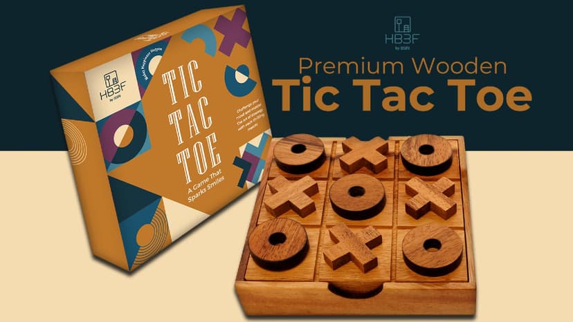 BSIRI Wooden Tic Tac Toe Game - Brain Teaser Puzzles for Adults and Unique Gifts for Kids, Coffee Table Decor Living Room Decor Modern Wood Decor, Classic Board Games for Family (5.5 Inch)