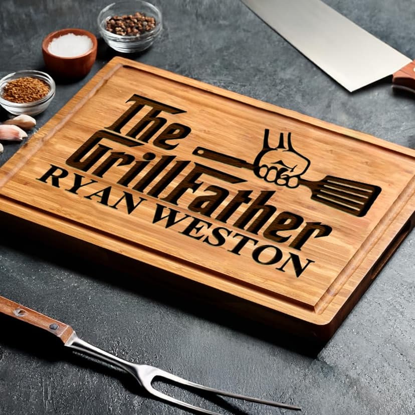 GIFTS TO ENGRAVE Personalized Grilling Gifts for Men - Custom Fathers Day Present for Dad - BBQ Cutting Board Perfact Grill Master Gifts for Him, Dad, Father in Law, Husband 2025