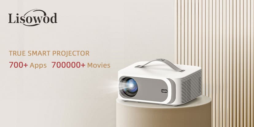 [AI Movin 2.0 System/1200 ANSI/Auto Focus] Projector-4K with WiFi 6 and Bluetooth, 30W DoIby Audio APPS Built-in Outdoor-Projector, Lisowod 1080P Smart Portable Proyector with HDR10+ 2025 Upgraded