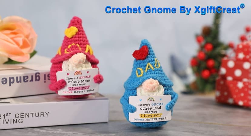 Dad Gifts Fathers Birthday - Handmade Knitted Gnome Funny Gift for Father's Day Birthday Christmas, Cute Gnome for Father Papa Present from Daughter Son, I Love You Gnome Matter What