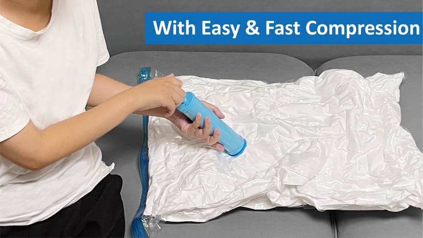 20 Pack Vacuum Storage Bags, Space Saver Bags (4 Jumbo/4 Large/4 Medium/4 Small/4 Roll) Compression for Comforters and Blankets, Sealer Clothes Storage, Hand Pump Included