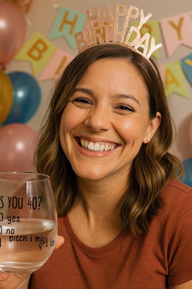 40th Birthday Gifts for Women and Men Wine Glass - Funny Is You 40 Gift Idea for Mom Dad Husband Wife – 40 Year Old Party Supplies Decorations for Him, Her - 15oz