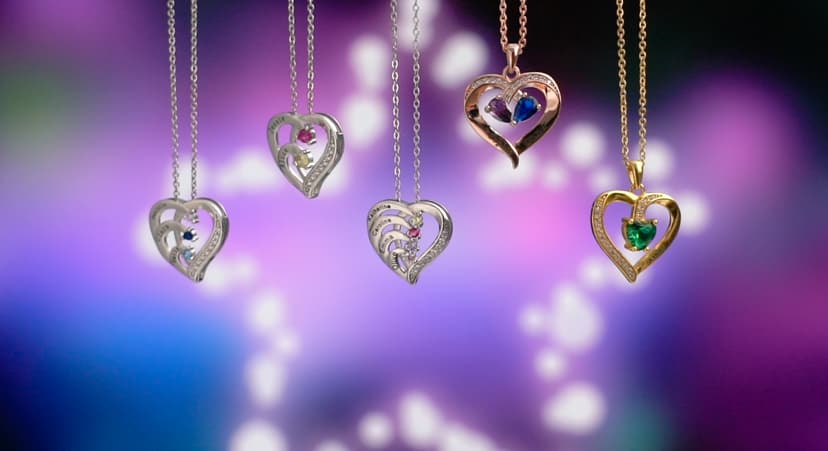 Easycosy Custom Name Necklace with Simulated Birthstones Customized Promise Necklace Heart Pendant with Engraved Names - Anniversary Birthday Jewelry Gifts for Women Wife Mom Grandma Mothers Day