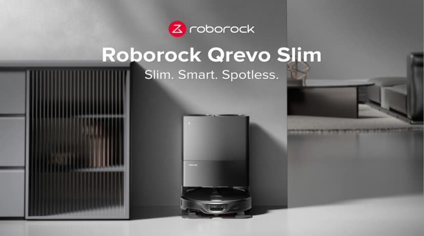 roborock Qrevo Slim Robot Vacuum and Mop Combo, 8.2cm Ultra-Slim, 3D Sensing Tech, Advanced Obstacle Recognition, 11,000Pa Suction, FlexiArm Side Brush & Mop, Auto Mop Washing & Drying, Self-Emptying
