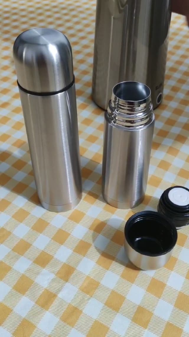 Stainless Steel Thermal Bottle with Cup Vacuum Insulated Bottle for Hot and Cold Drinks Coffee Cup Travel Mug Vacuum Flask for Tea 17Oz/500Ml(Silver)