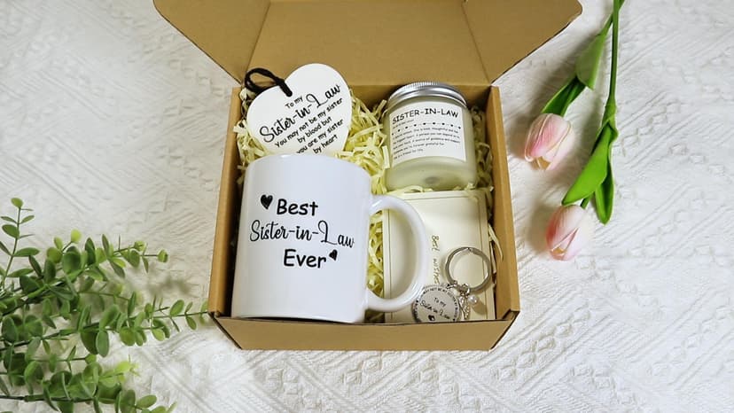 Sister-in-Law Gifts Perfect Presents for Birthday, Christmas, Wedding & Any Special Occasion,Gifts with Mug,Candle,Keychain,Ceramic Ornament