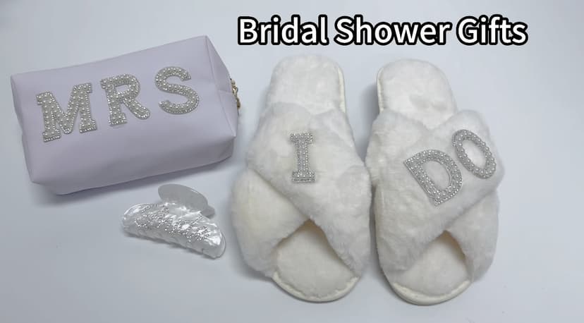 Bride To Be Gift Set - Makeup Bag, Slippers, Robe, Hair Clip - Wedding Gifts