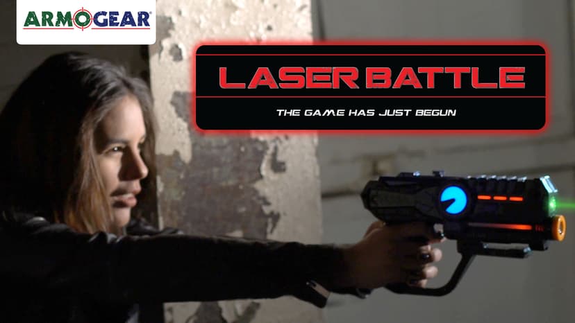 ArmoGear Set of 4 Laser Tag Guns with Vests - Laser Tag Set for Kids and Adults - Toy Guns with 150 ft Range, Night Vision, Invisibility Mode - Battery Operated - Multiplayer Outdoor Game for Ages 8+