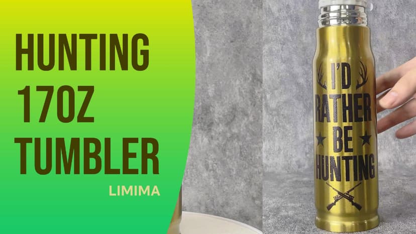 Limima Limima Hunting Gifts for Men – Funny 17oz Tumbler with Lid, I'd Rather Be Hunting Design, Unique Christmas, Xmas and Birthday Gift for Hunters, Perfect for Dad, Son, Husband, or Friends