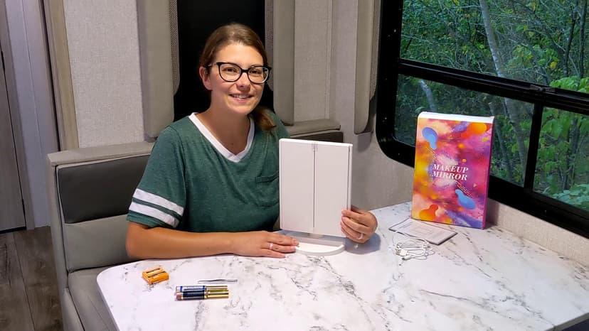 HUONUL Makeup Mirror Vanity Mirror with Lights, 2X, 3X, 10X Magnification, Touch Control, Trifold, White, 9.4" L x 13.4" W, Modern Style, Dresser Mount, Bathroom