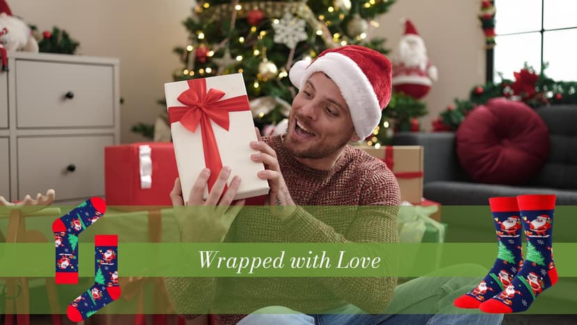 Zmart Christmas Gifts Stocking Socks for Women Men, Secret Santa Gifts Elf Stocking Xmas Gifts for Teens