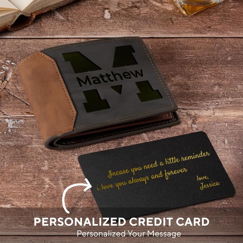 GIFTS TO ENGRAVE Personalized Gifts for Men – Custom Wallets for Men with Name Engraving | Personalized Wallet for Men – Great Fathers Day Wallet Gift for Husband, Dad, or Boyfriend