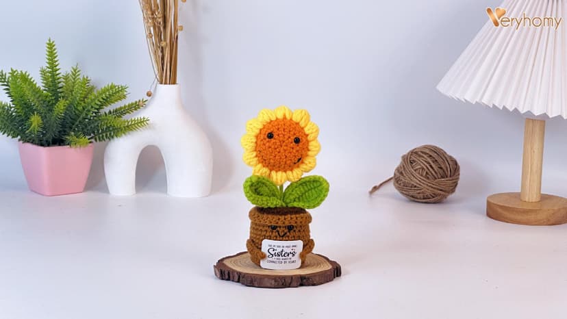 Sister Gifts from Sister - Positive Sunflower Crochet - Side by Side Or Miles Apart Sisters Emotional Sunflower Support Crochet - Birthday, Graduation, Long Distance Gifts for Women, Soul Sisters