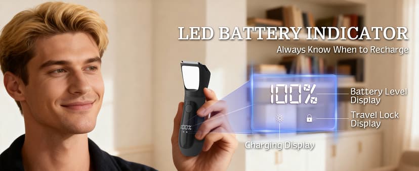 Bikini Trimmer for Women Men, 2 in 1 Electric Razors Shaver, IPX7 Waterproof Body Hair Trimmer with Mirror, LED Light & Display, Painless Pubic Hair Removal, Black