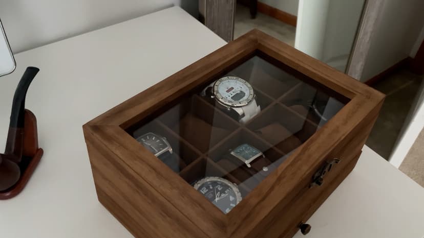 SONGMICS SONGMICS 12-Slot Watch Box, 2-Tier Watch Display Case with Large Glass Lid, Removable Watch Pillows, Velvet Lining, Jewelry Box, Gift Idea, Rustic Walnut UJOW012K01