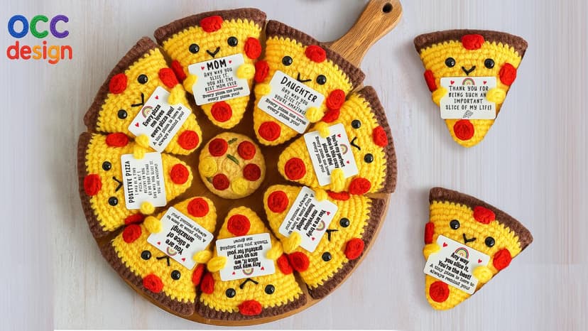 Romantic Gift For Couple Boyfriend Girlfriend Cute Handmade Crochet Pizza For Anniversary Valentine’s Day Love Gifts For Husband Wife Partner Small Birthday Gift Idea for Couples Pizza Decor