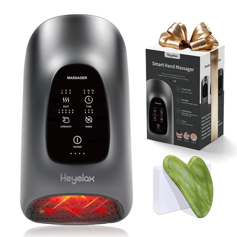 Hand Massager with Heat and Compression for Arthritis and Carpal Tunnel Relief, Finger Wrist Hand Therapy Equipment Pain Relief,Thoughtful Gifts for Women,Man(Gray)