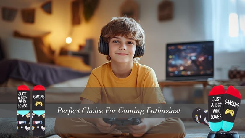 Gamer Gifts for Teens Boys - Baseball Hockey Football Basketball Gifts, Gaming Socks for Adult, Kids 4-18 Years