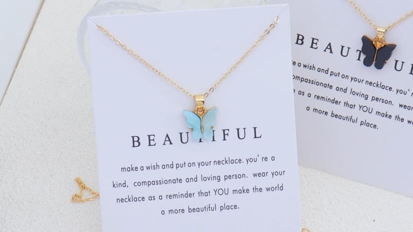 Rrdaily 9 Pcs Dainty Colorful Butterfly Pendant Necklace Set for Women,Bohemian Acrylic Butterfly Chain Necklace Cute Jewelry Gift