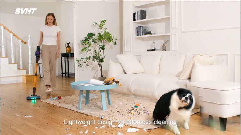 Cordless Vacuum Cleaner, 450W 40KPA Vacuum Cleaners for Home, 45Mins Lightweight Stick Vacuum with Advanced Green Light Tech, Rechargeable Battery Vacuum for Carpet,Pet Hair,Hardwood Floor