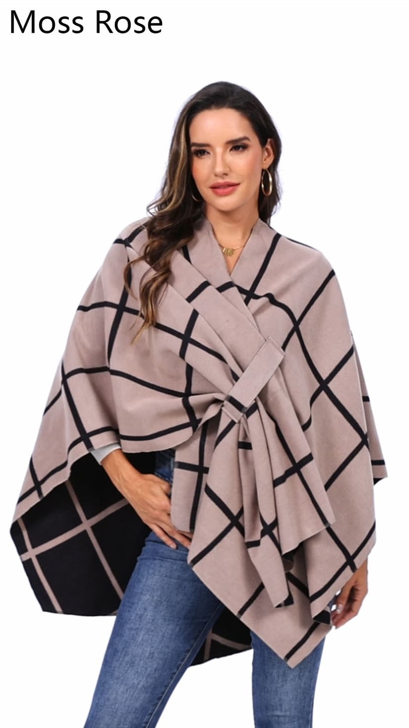 Moss Rose Women's Shawl Wrap Poncho Ruana Cape Open Front Cardigan Shawls for Fall Winter