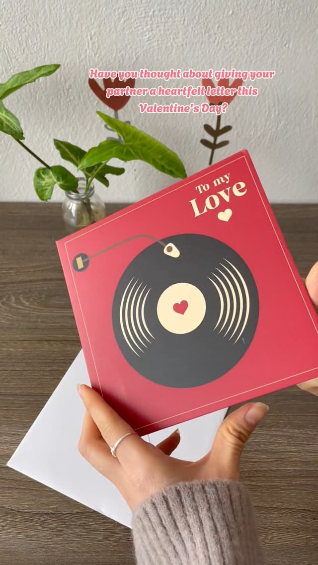 Retro Anniversary Card for Him or Her, Romantic Gift for Husband Wife, Boyfriend or Girlfriend, Love Notes for Couple, Vinyl Record Birthday Card, Valentines Day Gifts For Men and Women