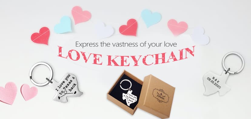 Texas Keychain Long Distance Relationships Gifts I Love You to Texas and Back