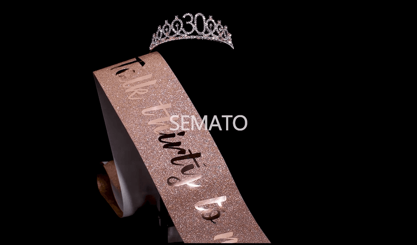 30th Birthday Sash & Tiara Kit- Happy 30th Birthday Decorations for Her 30th Gifts for Women (rose gold)