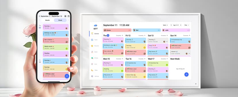 15.6 Inch Digital Calendar Wall Touch Screen Chore Chart, 32GB Electronic Calendar + Smart Family Planner, Wall and Desk Mountable, Gifts for Women Men, Christmas Gifts for Mom Dad