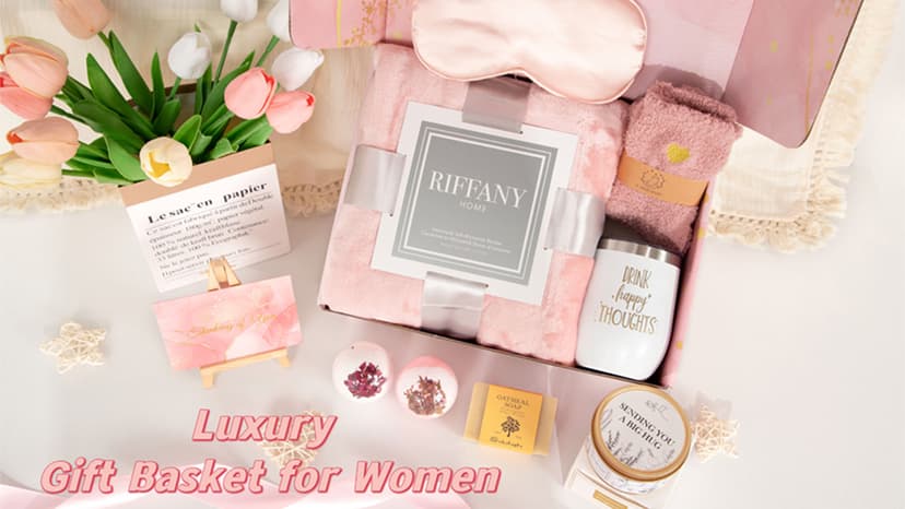 Birthday Gifts for Women, Unique Happy Birthday Gift Basket Self Care Package Bday Ideas with Luxury Flannel Blanket for Mom Her Best Friends Sister Wife Friendship