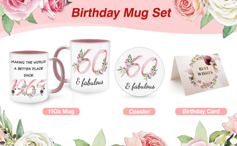 80th Birthday Gifts for Women Her, 1945 Vintage Birthday Coffee Mugs with Silicone Coaster, Fabulous 1945 Gifts Ideas for 80 Years Old Women Mom Sisters Grandma