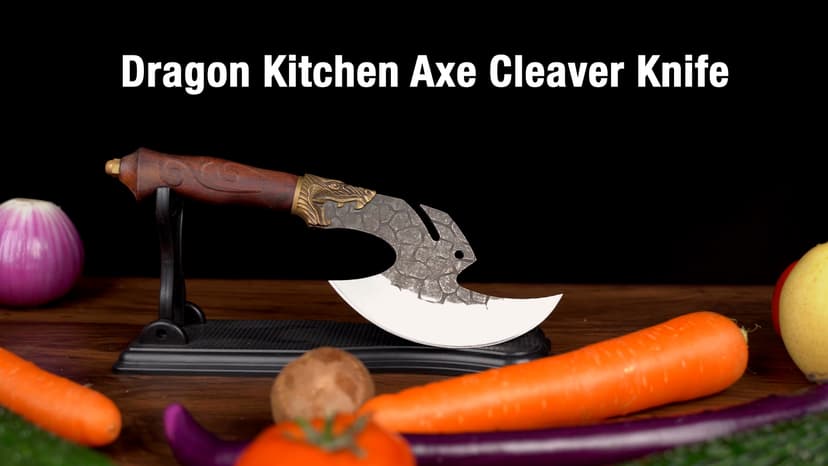 ROCOCO Viking Cleaver Knife Butcher Meat Cutting Boning Knife Hand Forged Chinese Kitchen Axe with Sheath Home Outdoor BBQ Camping Chirstmas Birthday Chirstmas Mother Father Gift Men