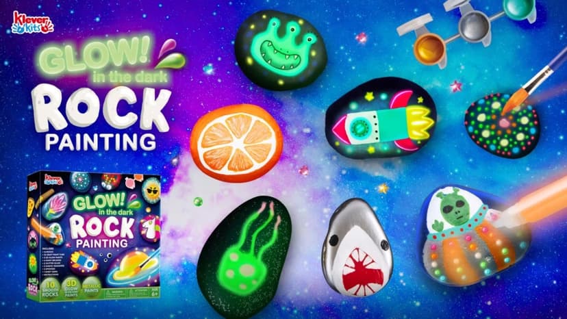 JOYIN Rock Painting Kit- Glow in The Dark Rock Kit, Arts and Crafts for Kids Ages 6-12, Art Supplies Toy, Kids Craft Paint Kits, Arts & Crafts for Boys Girls Birthday Party Gift Toy