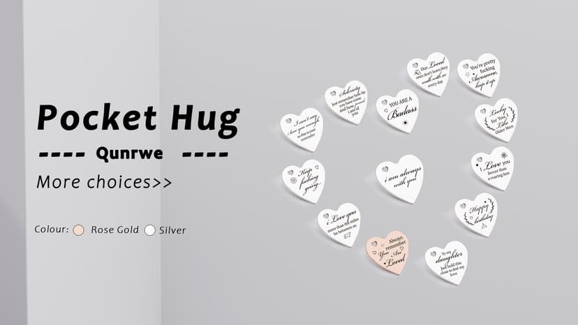 Qunrwe Pocket Hug Token,Long Distance Gifts Keepsake,Double Sided Inspirational Thinking of you Gift with Leather Keychain