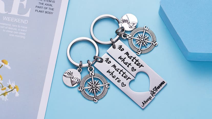 LParkin No Matter What No Matter Where Keychain Best Friend Long Distance Friendship Relationship Gift Polished Finish Set of 2